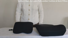 Load and play video in Gallery viewer, Tektrum Orthopedic Back Support Lumbar Cushion for Car & Headrest Neck Pillow Kit - Ergonomic Thick 3D Design Fit Major Car Seat & Body Curve -Back, Neck Pain Relief, Improve Posture -Black (TD-QFC-012011-A-BLK)