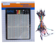 Load image into Gallery viewer, Tektrum Externally Powered Solderless 2200 Tie-Points Experiment Plug-In Breadboard With Aluminum Back Plate And Jumper Wires For Proto-Typing Circuit