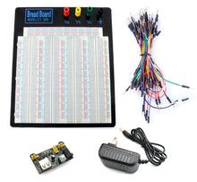 Load image into Gallery viewer, Tektrum Externally Powered Solderless 3220 Tie-Points Experiment Plug-in Breadboard with Aluminum Back Plate, Jumper Wires, Power Module, Wall Adaptor for Proto-Typing Circuit