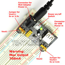 Load image into Gallery viewer, Tektrum Externally Powered Solderless 4660 Tie-Points Experiment Plug-In Breadboard Kit with Jumper Wires, Power Module, Wall Adaptor For Proto-Typing Circuit