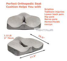 Load image into Gallery viewer, Tektrum Orthopedic Cool Gel Enhanced Seat Cushion, Gel Memory Foam Coccyx Cushion for Back Pain, Sciatica, Tailbone, Prostate, Sitting Long Hours - Office, Home, Car, Plane, Wheelchair (TD-02NJ-GREY)