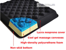 Load image into Gallery viewer, Tektrum Extra Thick Cool Gel Orthopedic Seat Cushion with Massage Convexes for Wheelchair, Office, Home, Car – Relief for Sweaty Bottom, Sciatica, Coccyx, Back Pain, Tailbone Pain (TD-GS1202-BLK)