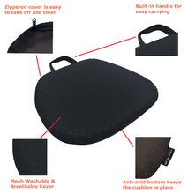 Load image into Gallery viewer, Tektrum Large Thick Orthopedic Premium Gel Seat Cushion Pad for Wheelchair, Car, Home, Office, Chairs, Travel - Relief for Sweaty Bottom, Hip Pain, Pressure Sore – Portable, Durable (TD-GS1612-BLK)