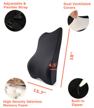 Load image into Gallery viewer, Tektrum Orthopedic Back Support Lumbar Cushion for Home/Office Chair, Car Seat - Ergonomic Thick 3D Design Fit Body Curve, Washable Cover - Best for Back Pain Relief, Improve Posture - Black (TD-QFC015-A-BLK)