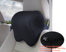 Load image into Gallery viewer, Tektrum Orthopedic Back Support Lumbar Cushion for Car & Headrest Neck Pillow Kit - Ergonomic Thick 3D Design Fit Major Car Seat & Body Curve -Back, Neck Pain Relief, Improve Posture -Black (TD-QFC-012011-A-BLK)