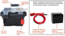 Load image into Gallery viewer, Tektrum Rugged Portable 1500w (3000w Peak) Power Source Station, Silent Gas Free Generator, 600Wh/50Ah Battery, 12V/AC/USB Outputs, Charge Solar/Wall/Car -for Emergency- Plug-N-Play