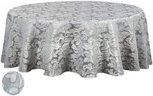 Load image into Gallery viewer, Tektrum Heavy Duty 70 inch Round Damask Jacquard Tablecloth Table Cover - Waterproof/Spill Proof/Stain Resistant/Wrinkle Free - Great for Banquet, Parties, Dinner, Kitchen, Wedding (Silver Gray)