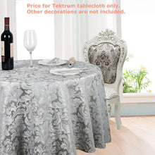 Load image into Gallery viewer, Tektrum Heavy Duty 90 inch Round Damask Jacquard Tablecloth Table Cover - Waterproof/Spill Proof/Stain Resistant/Wrinkle Free - Great for Banquet, Parties, Dinner, Kitchen, Wedding (Silver Gray)