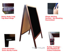 Load image into Gallery viewer, Tektrum Large Sturdy Double-Side Sidewalk Advertising A-Frame Wood Mahogany Sandwich Sign Board 20"x40", Easy Erase Writing Surface, Free Standing, For Shops Pubs - Liquid Chalk Use