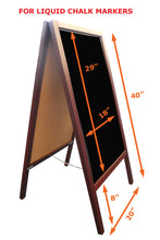 Load image into Gallery viewer, Tektrum Large Sturdy Double-Side Sidewalk Advertising A-Frame Wood Mahogany Sandwich Sign Board 20"x40", Easy Erase Writing Surface, Free Standing, For Shops Pubs - Liquid Chalk Use