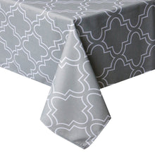 Load image into Gallery viewer, Tektrum Rectangular Microfiber Moroccan Quatrefoil Tablecloth Table Cover - Spill Proof/Stain Resistant/Waterproof/Wrinkle Free - Great for Parties, Banquet, Dinner, Kitchen (Light Grey)