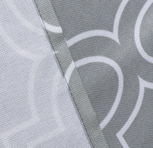 Load image into Gallery viewer, Tektrum Round Moroccan Quatrefoil Outdoor Tablecloth with Umbrella Hole and Zipper, Zippered Table Cover - Spill Proof/Waterproof - for Patio Garden Tabletop Decor (Light Grey)