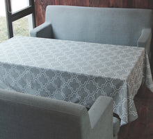 Load image into Gallery viewer, Tektrum Rectangular Microfiber Moroccan Quatrefoil Tablecloth Table Cover - Spill Proof/Stain Resistant/Waterproof/Wrinkle Free - Great for Parties, Banquet, Dinner, Kitchen (Light Grey)