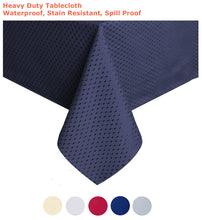 Load image into Gallery viewer, Tektrum Heavy Duty Square/Rectangular Elegant Waffle Weave Check Jacquard Tablecloth Table Cover - Waterproof/Spill Proof/Stain Resistant/Wrinkle Free/Heavy Duty - Great for Dinner, Banquet, Parties, Wedding (Navy Blue)