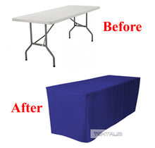Load image into Gallery viewer, Tektrum 4ft/6ft/8ft Long Fitted Table DJ Jacket Cover for Trade Show - Thick/Heavy Duty/Durable Fabric - Royal Blue Color