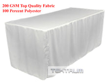 Load image into Gallery viewer, Tektrum 4ft/6ft/8ft Long Fitted Table DJ Jacket Cover for Trade Show - Thick/Heavy Duty/Durable Fabric - White Color