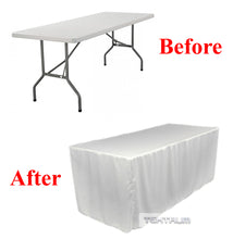 Load image into Gallery viewer, Tektrum 4ft/6ft/8ft Long Fitted Table DJ Jacket Cover for Trade Show - Thick/Heavy Duty/Durable Fabric - White Color
