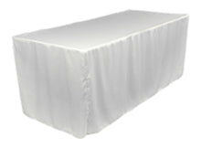 Load image into Gallery viewer, Tektrum 4ft/6ft/8ft Long Fitted Table DJ Jacket Cover for Trade Show - Thick/Heavy Duty/Durable Fabric - White Color