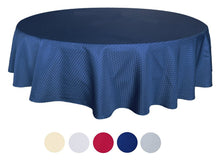 Load image into Gallery viewer, Tektrum Heavy Duty 70 inch Round Elegant Waffle Weave Check Jacquard Tablecloth Table Cover - Waterproof/Spill Proof/Stain Resistant/Wrinkle Free/Heavy Duty - Great for Dinner, Banquet, Parties, Wedding (Navy Blue)