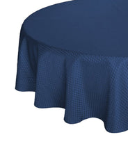 Load image into Gallery viewer, Tektrum Heavy Duty 70 inch Round Elegant Waffle Weave Check Jacquard Tablecloth Table Cover - Waterproof/Spill Proof/Stain Resistant/Wrinkle Free/Heavy Duty - Great for Dinner, Banquet, Parties, Wedding (Navy Blue)