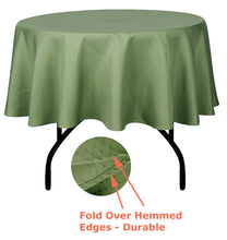 Load image into Gallery viewer, Tektrum Heavy Duty 70 inch Round Elegant Waffle Weave Check Jacquard Tablecloth Table Cover - Waterproof/Spill Proof/Stain Resistant/Wrinkle Free/Heavy Duty - Great for Dinner, Banquet, Parties, Wedding (Light Sage Green)