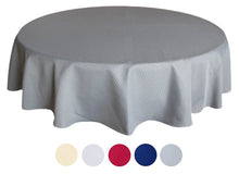 Load image into Gallery viewer, Tektrum Heavy Duty 70 inch Round Elegant Waffle Weave Check Jacquard Tablecloth Table Cover - Waterproof/Spill Proof/Stain Resistant/Wrinkle Free/Heavy Duty - Great for Dinner, Banquet, Parties, Wedding (Sliver Grey)