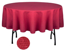 Load image into Gallery viewer, Tektrum Heavy Duty 70 inch Round Elegant Waffle Weave Check Jacquard Tablecloth Table Cover - Waterproof/Spill Proof/Stain Resistant/Wrinkle Free/Heavy Duty - Great for Dinner, Banquet, Parties, Wedding (Wine Red)