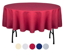 Load image into Gallery viewer, Tektrum Heavy Duty 70 inch Round Elegant Waffle Weave Check Jacquard Tablecloth Table Cover - Waterproof/Spill Proof/Stain Resistant/Wrinkle Free/Heavy Duty - Great for Dinner, Banquet, Parties, Wedding (Wine Red)