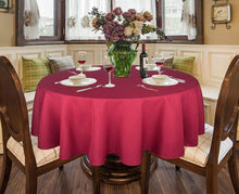 Load image into Gallery viewer, Tektrum Heavy Duty 70 inch Round Elegant Waffle Weave Check Jacquard Tablecloth Table Cover - Waterproof/Spill Proof/Stain Resistant/Wrinkle Free/Heavy Duty - Great for Dinner, Banquet, Parties, Wedding (Wine Red)