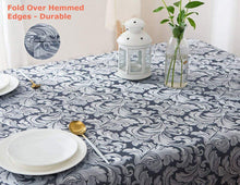 Load image into Gallery viewer, Tektrum Heavy Duty Square/Rectangular Damask Jacquard Tablecloth Table Cover - Waterproof/Spill Proof/Stain Resistant/Wrinkle Free - Great for Banquet, Parties, Dinner, Kitchen, Wedding (Stone Blue)