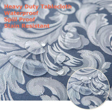 Load image into Gallery viewer, Tektrum Heavy Duty 90 inch Round Damask Jacquard Tablecloth Table Cover - Waterproof/Spill Proof/Stain Resistant/Wrinkle Free - Great for Banquet, Parties, Dinner, Kitchen, Wedding (Stone Blue)