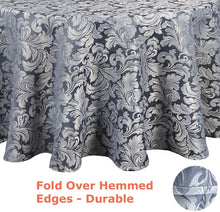 Load image into Gallery viewer, Tektrum Heavy Duty 70 inch Round Damask Jacquard Tablecloth Table Cover - Waterproof/Spill Proof/Stain Resistant/Wrinkle Free - Great for Banquet, Parties, Dinner, Kitchen, Wedding (Stone Blue)