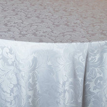Load image into Gallery viewer, Tektrum Heavy Duty 70 inch Round Damask Jacquard Tablecloth Table Cover - Waterproof/Spill Proof/Stain Resistant/Wrinkle Free - Great for Banquet, Parties, Dinner, Kitchen, Wedding (White)