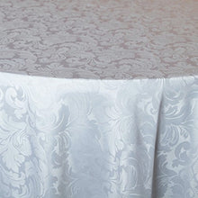 Load image into Gallery viewer, Tektrum Heavy Duty 90 inch Round Damask Jacquard Tablecloth Table Cover - Waterproof/Spill Proof/Stain Resistant/Wrinkle Free - Great for Banquet, Parties, Dinner, Kitchen, Wedding (White)