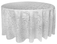 Load image into Gallery viewer, Tektrum Heavy Duty 90 inch Round Damask Jacquard Tablecloth Table Cover - Waterproof/Spill Proof/Stain Resistant/Wrinkle Free - Great for Banquet, Parties, Dinner, Kitchen, Wedding (White)