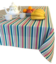 Load image into Gallery viewer, Tektrum Square/Rectangular Modern Printed Tablecloth Table Cover - Waterproof/Spill Proof/Stain Resistant/Wrinkle Free - for Camping Picnic, Dinner (Colorful Stripe)