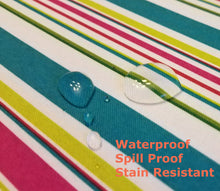 Load image into Gallery viewer, Tektrum Square/Rectangular Modern Printed Tablecloth Table Cover - Waterproof/Spill Proof/Stain Resistant/Wrinkle Free - for Camping Picnic, Dinner (Colorful Stripe)
