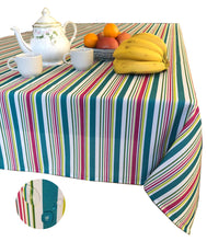 Load image into Gallery viewer, Tektrum Square/Rectangular Modern Printed Tablecloth Table Cover - Waterproof/Spill Proof/Stain Resistant/Wrinkle Free - for Camping Picnic, Dinner (Colorful Stripe)