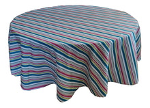 Load image into Gallery viewer, Tektrum Round Modern Printed Tablecloth Table Cover - Waterproof/Spill Proof/Stain Resistant/Wrinkle Free - for Camping Picnic, Dinner (Colorful Stripe)