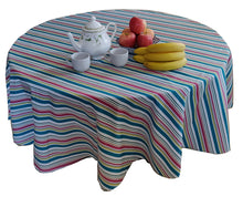 Load image into Gallery viewer, Tektrum Round Modern Printed Tablecloth Table Cover - Waterproof/Spill Proof/Stain Resistant/Wrinkle Free - for Camping Picnic, Dinner (Colorful Stripe)