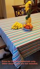 Load image into Gallery viewer, Tektrum Square/Rectangular Modern Printed Tablecloth Table Cover - Waterproof/Spill Proof/Stain Resistant/Wrinkle Free - for Camping Picnic, Dinner (Colorful Stripe)