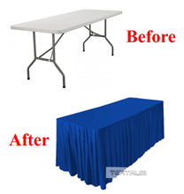 Load image into Gallery viewer, Tektrum 6ft/8ft Long Fitted Table DJ Jacket Skirt Cover For Trade Show - Thick/Heavy Duty/Durable Fabric - Royal Blue Color