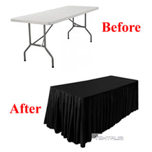 Load image into Gallery viewer, Tektrum 6ft/8ft Long Fitted Table DJ Jacket Skirt Cover For Trade Show - Thick/Heavy Duty/Durable Fabric - Black Color