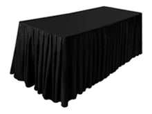 Load image into Gallery viewer, Tektrum 6ft/8ft Long Fitted Table DJ Jacket Skirt Cover For Trade Show - Thick/Heavy Duty/Durable Fabric - Black Color