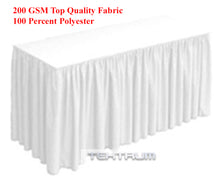 Load image into Gallery viewer, Tektrum 6ft/8ft Long Fitted Table DJ Jacket Skirt Cover For Trade Show - Thick/Heavy Duty/Durable Fabric - White Color
