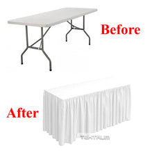Load image into Gallery viewer, Tektrum 6ft/8ft Long Fitted Table DJ Jacket Skirt Cover For Trade Show - Thick/Heavy Duty/Durable Fabric - White Color