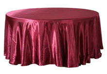 Load image into Gallery viewer, Tektrum 108 inch Round Silky Satin Tablecloth - Premium Fabric - Best for Wedding Party Banquet Events Restaurant Kitchen Dining Decoration - Burgundy Color