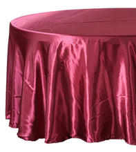 Load image into Gallery viewer, Tektrum 108 inch Round Silky Satin Tablecloth - Premium Fabric - Best for Wedding Party Banquet Events Restaurant Kitchen Dining Decoration - Burgundy Color