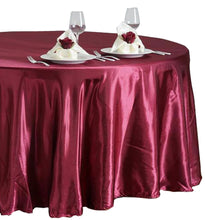 Load image into Gallery viewer, Tektrum 108 inch Round Silky Satin Tablecloth - Premium Fabric - Best for Wedding Party Banquet Events Restaurant Kitchen Dining Decoration - Burgundy Color