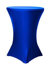 Load image into Gallery viewer, Tektrum 36-inch Highboy Cocktail Fitted Spandex Stretch Square Corner Tablecloth, Stretchable Elastic Table Cover Table Linens, 36" Round x 42" Tall-Wedding, Party-Wrinkle Free, Premium Fabric (Blue)